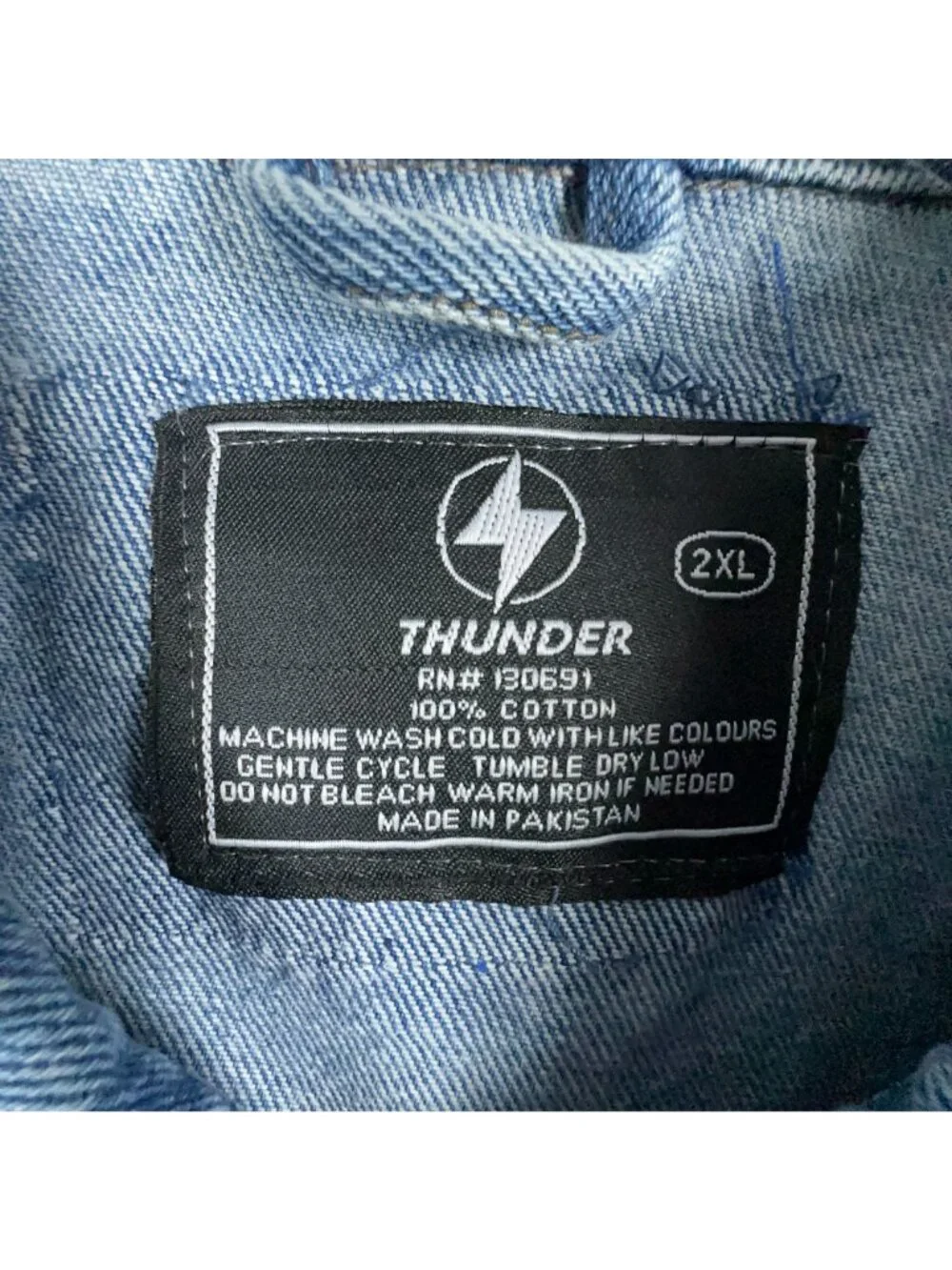 Thunder Trucker Jacket Size 2XL Blue 100% Cotton Front Pockets Button Down